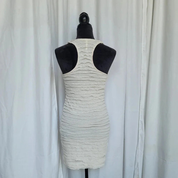 Audrey 3+1 Women’s Sleeveless Dress Racerback Layered Ivory Cream Stretch Mini S - Picture 5 of 9